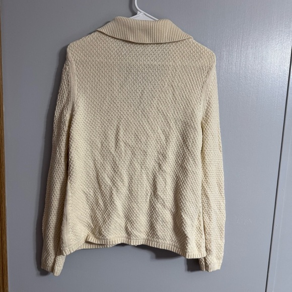 L.L. Bean Women's Cotton Signature Knit Cardigan Sweater Size Medium in Cream - Picture 3 of 5